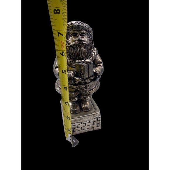Santa Claus Wind Up Music Box Figurine Silver Plate Vtg Santa is Coming to Town - Picture 9 of 11